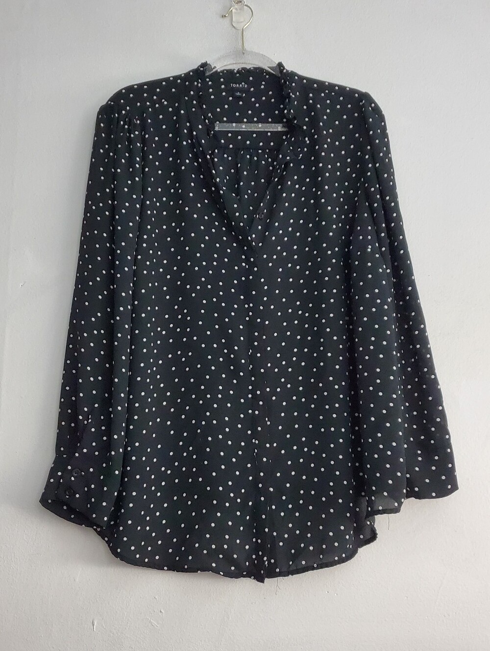 Torrid Polka Dot Long Sleeve Top Black & White